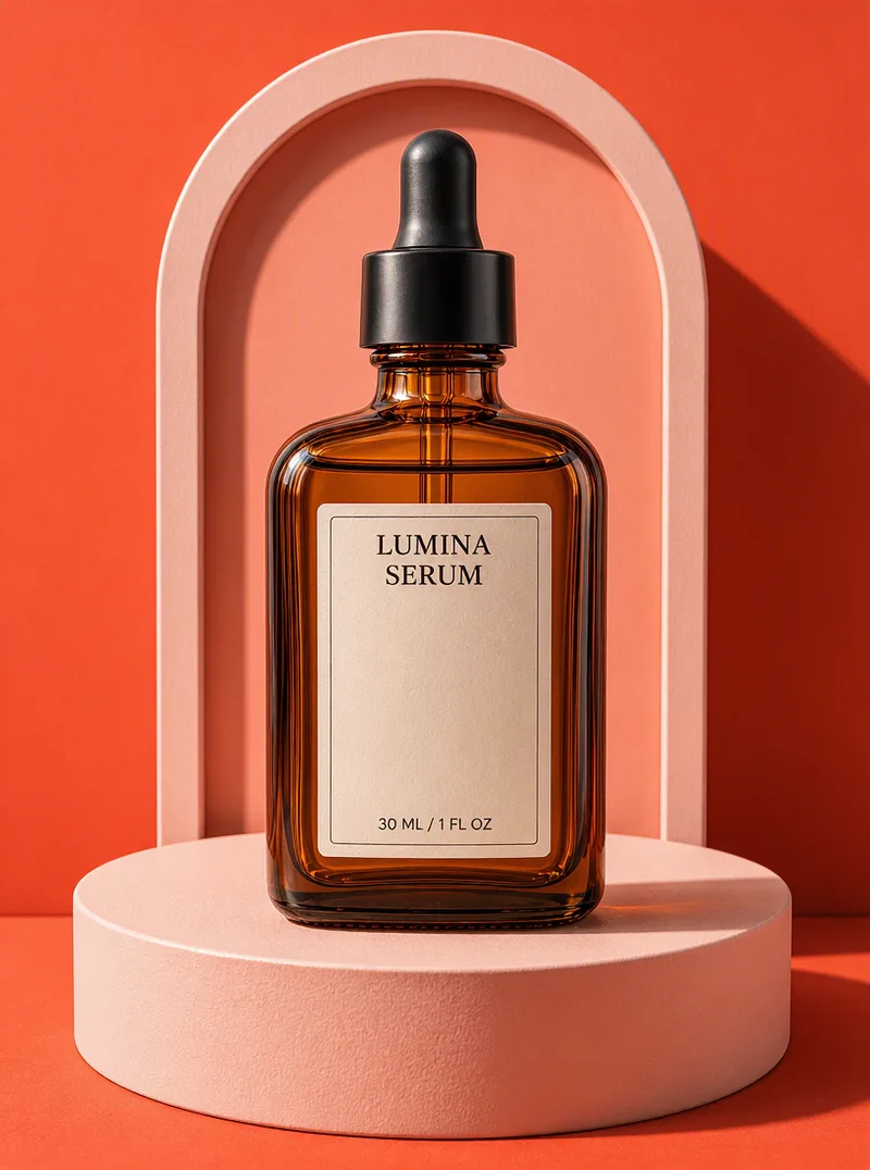 The serum bottle in the Creative editorial style