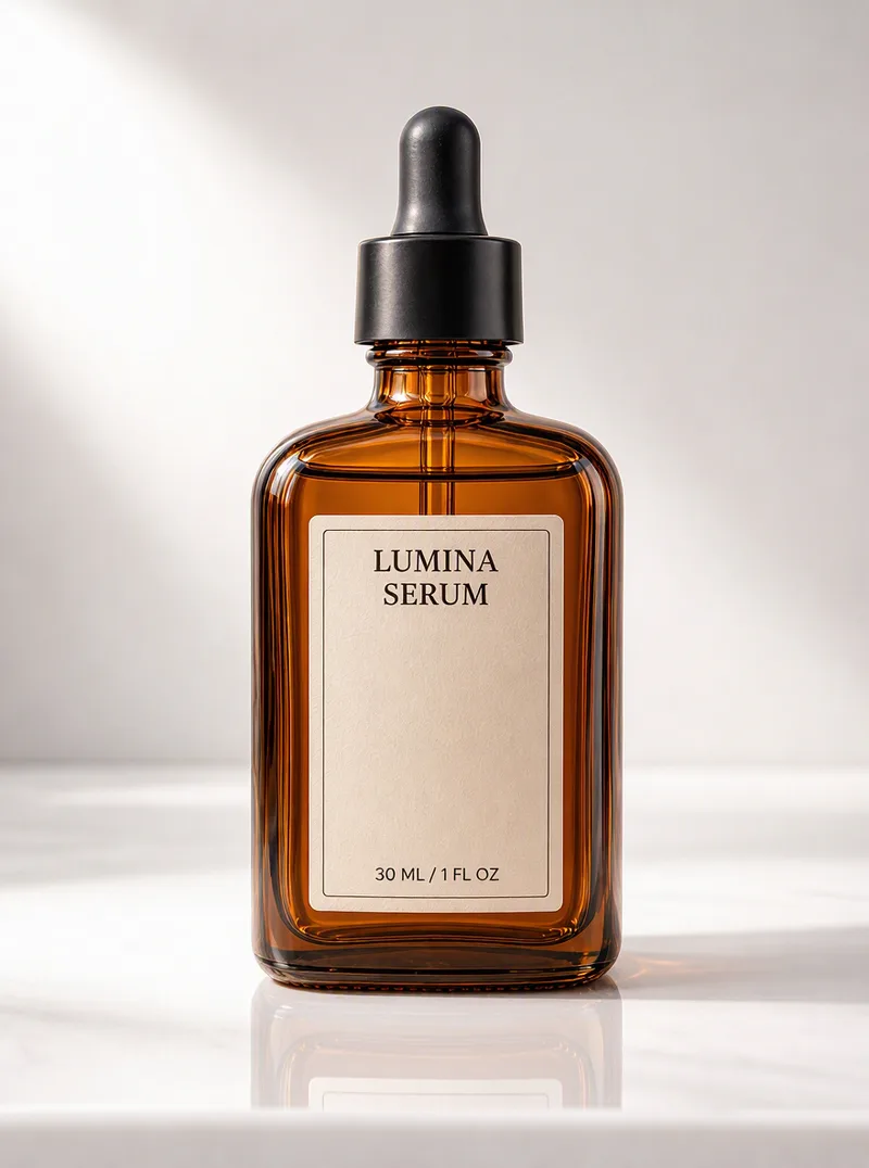 The serum bottle in the Clean studio style